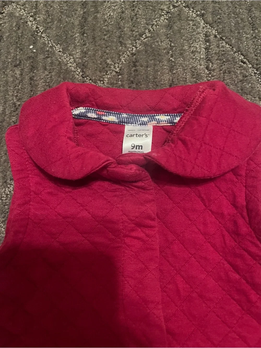 Carter's Quilted Red Peplum Vest with Peter Pan Collar Baby Girl 9M